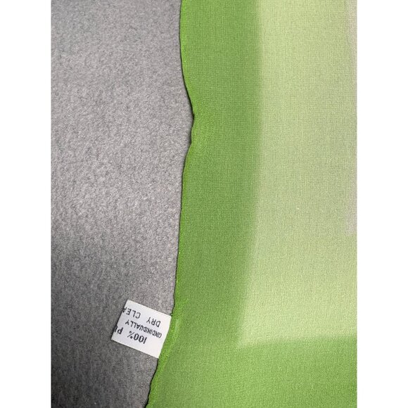 Vintage Floral Silk Scarf Handkerchief with Orange Flowers Green Border - Picture 2 of 8